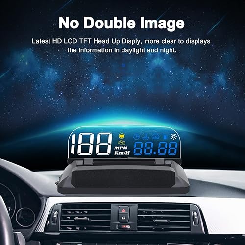 Miniatura 3 de KAOLALI Coche Hud Head Up Display Velocímetro Odómetro OBD2 HD 3D Reflexión Multifunción Pantalla Alarma de Sobrevelocidad para Coches