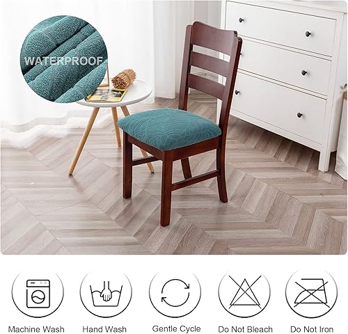 Vista 22 de Genina Fundas de asiento impermeables para sillas de comedor, fundas de asiento elásticas para sillas de comedor, extraíbles y lavables, fundas