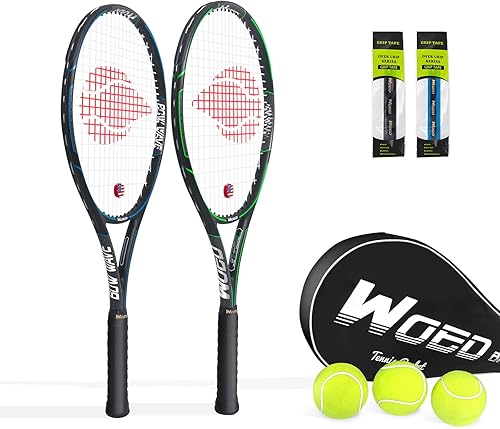 WOED BATENS Raqueta de tenis para adultos para 2 jugadores, perfecta para jugadores principiantes y profesionales, raqueta de tenis de velocidad de