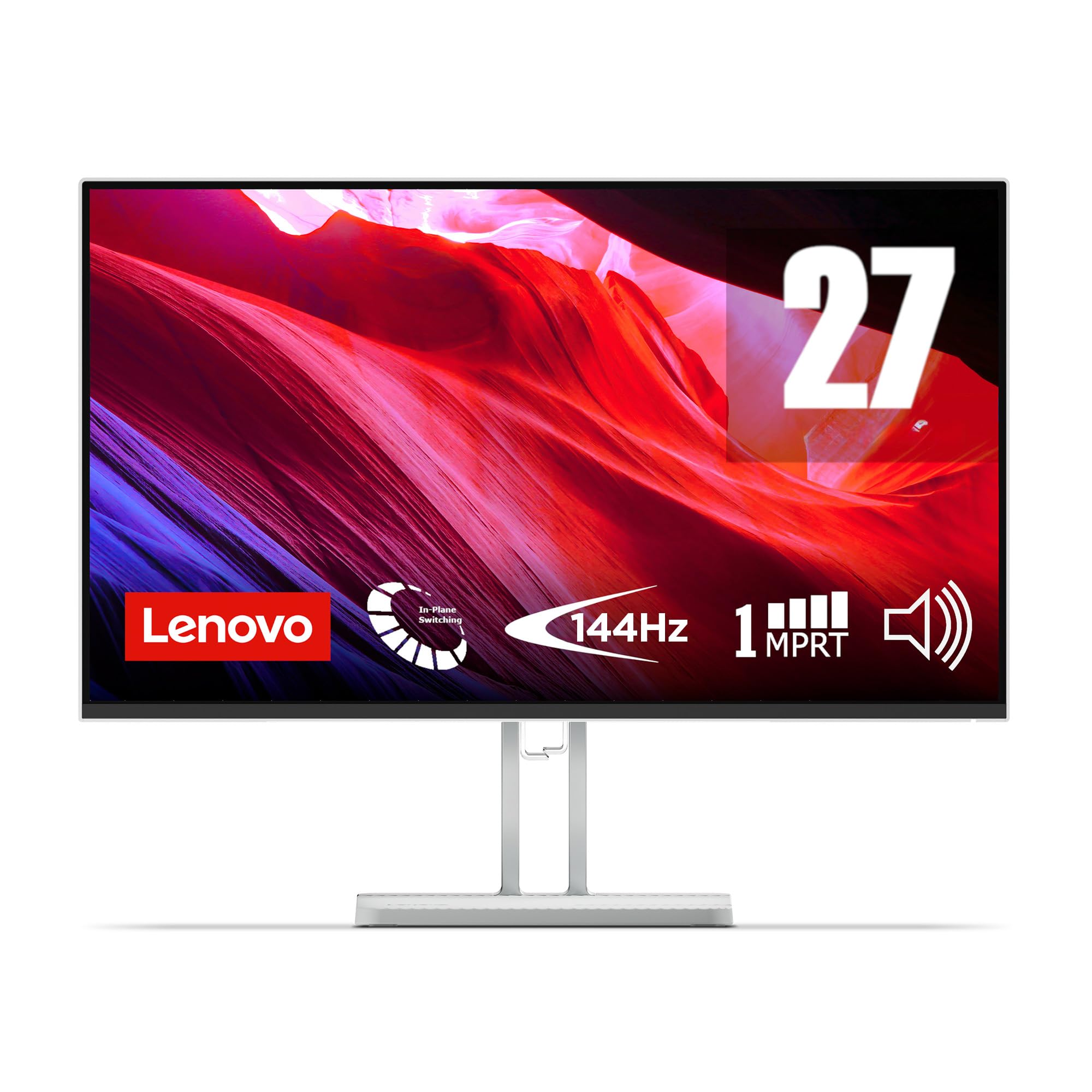 Lenovo L27-4C- Monitor FHD 27" (IPS, Tasa de Refresco 144Hz, Tiempo de Respuesta 1ms, AMD FreeSync, HDMI 1.4, VGA, 2 Altavoces Integrados de 3W, VESA 100 x 100 mm, Soporte Inclinable) Gris Nube