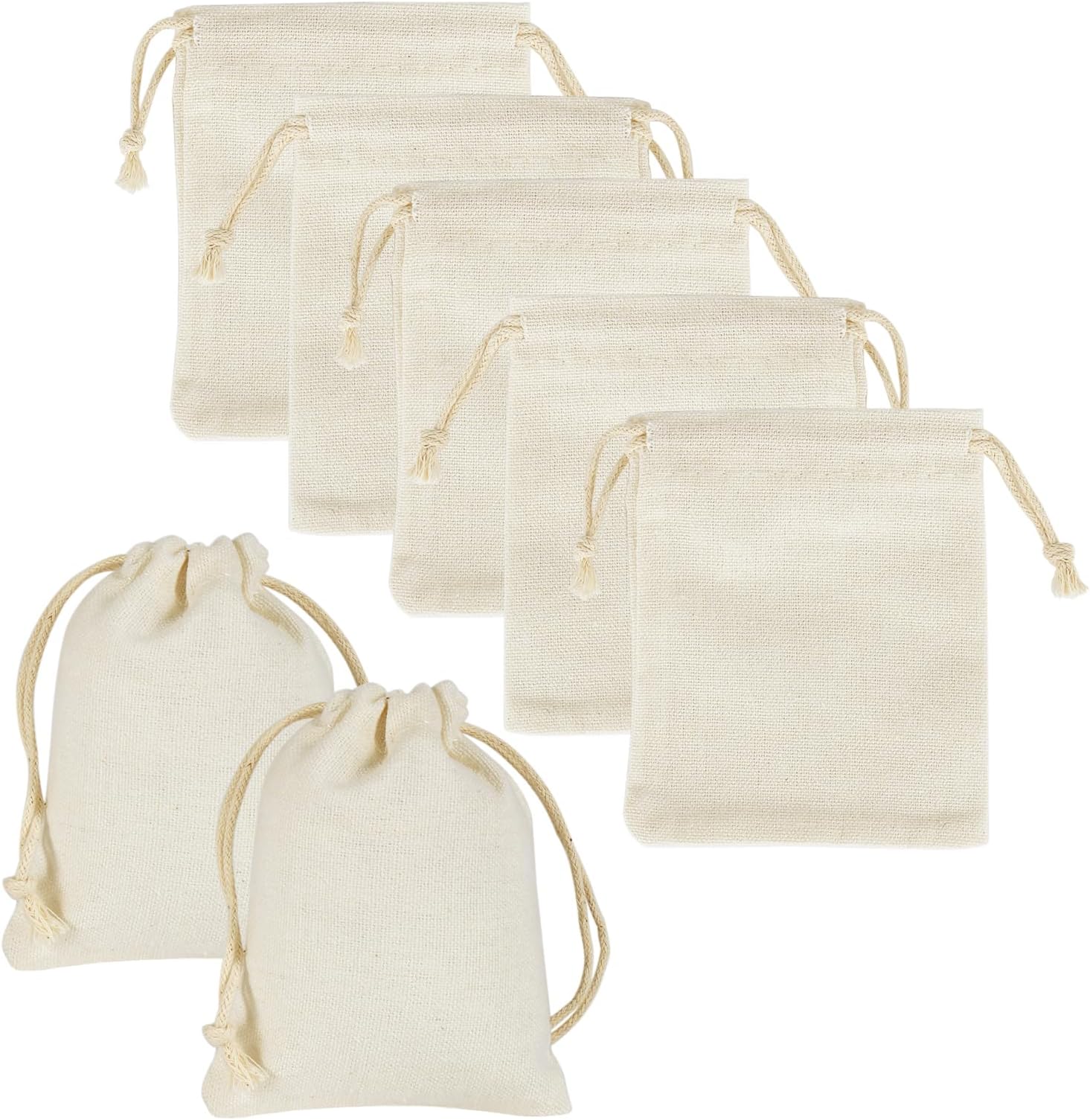 HRX Package 20pcs Little Muslin Bags 3x4 inches, Double Drawstring Cotton Jewelry Pouches Empty Sachet for Mini Gift Party Favors DIY