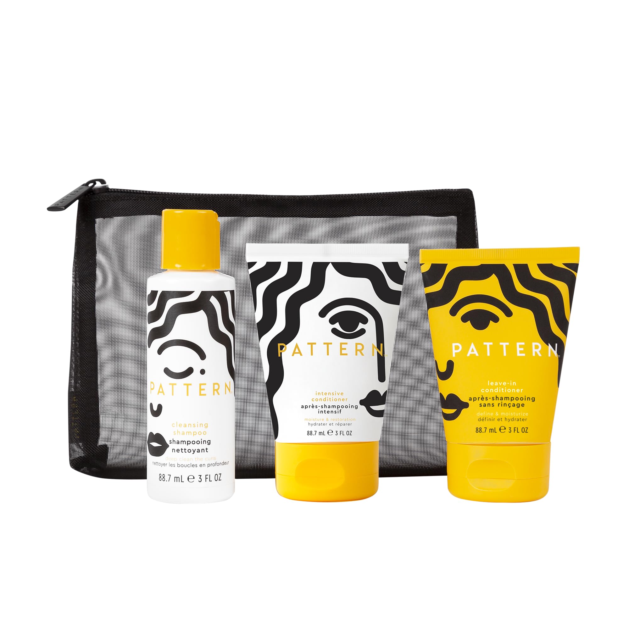 PATTERN Beauty by Tracee Ellis Ross Texture Travel Kit for Curly & Coily Hair, 3a-4c, Includes 3 oz Leave-In Conditioner, Intensive Conditioner, Cleansing Shampoo