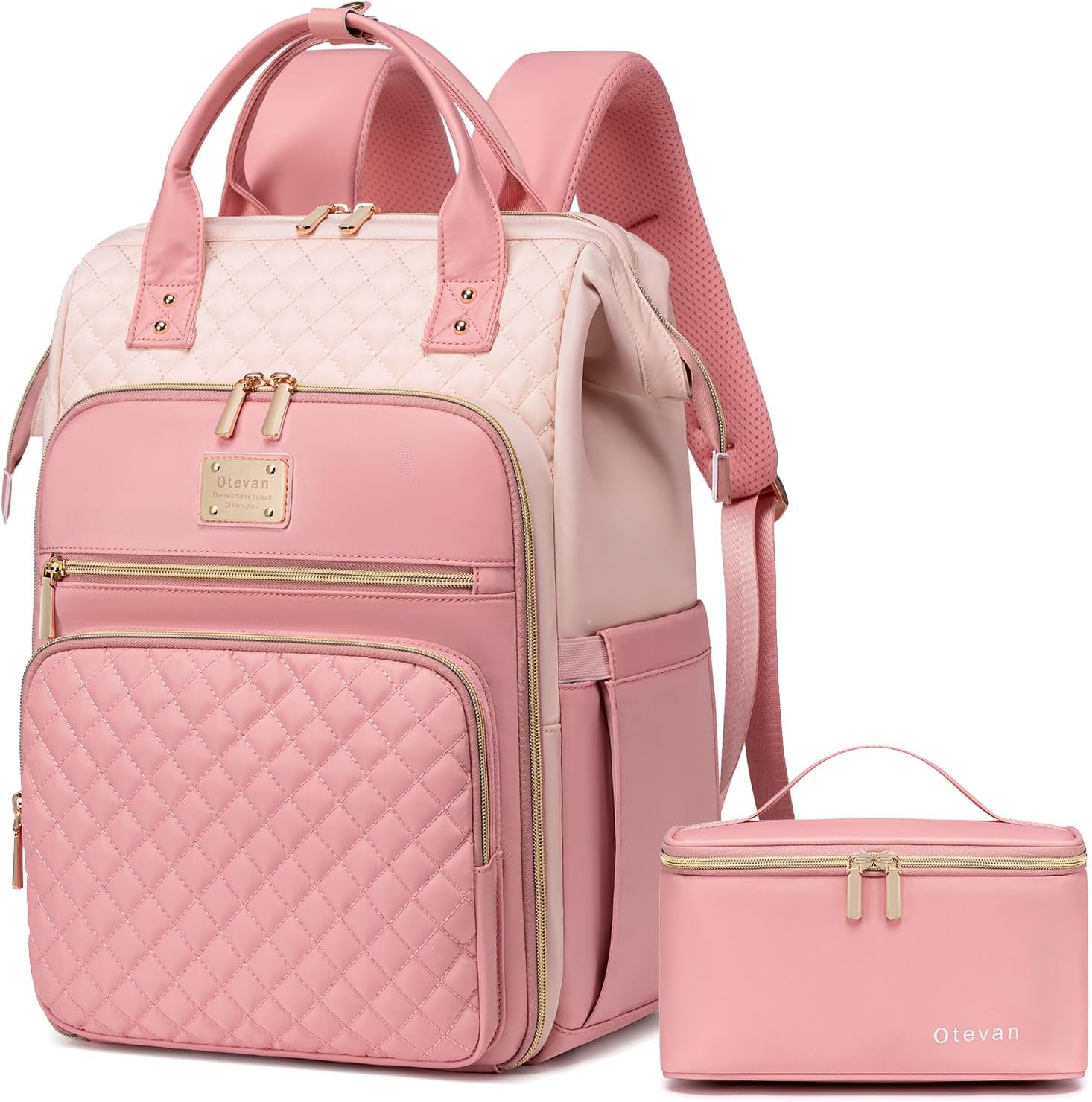 Otevan Lunch Backpack for Women, 15.6 inch Laptop Backpacks for Womens, Work Backpacks with Lunchbox,Insulated Back pack Cooler,Teacher Nurse Travel Backpack for Women