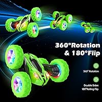 Vista 3 de Qumcou Remote Control Car for Boys 4-7,RC Cars Toys for Ages 5-7, 2.4Ghz Fast Double-Sided 360°Rotating Toy Cars with Headlights and Wheel Lights
