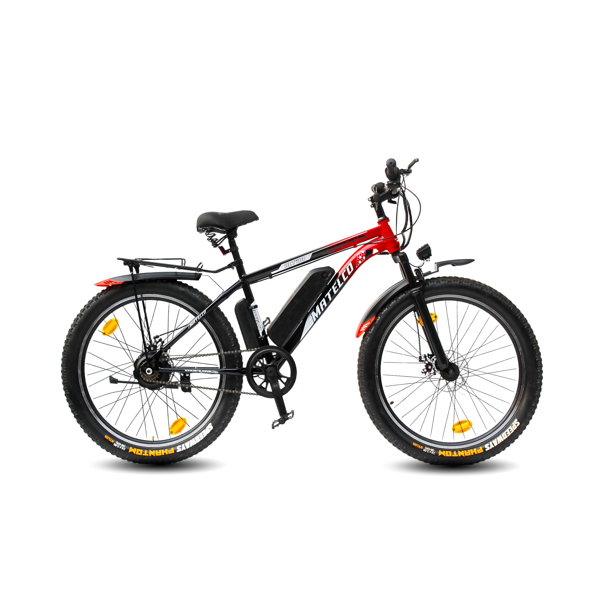 MATELCO Ultra EA 26x300 TYRE 26 inches Single Speed Lithium-ion (Li-ion) Electric Cycle (RED)-image-10