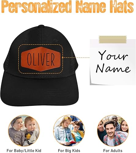 Miniatura 2 de Gorra de béisbol con nombre personalizado, regalos personalizados, con parche de cuero, gorro de camionero para niños y niñas de 0 a 3 años