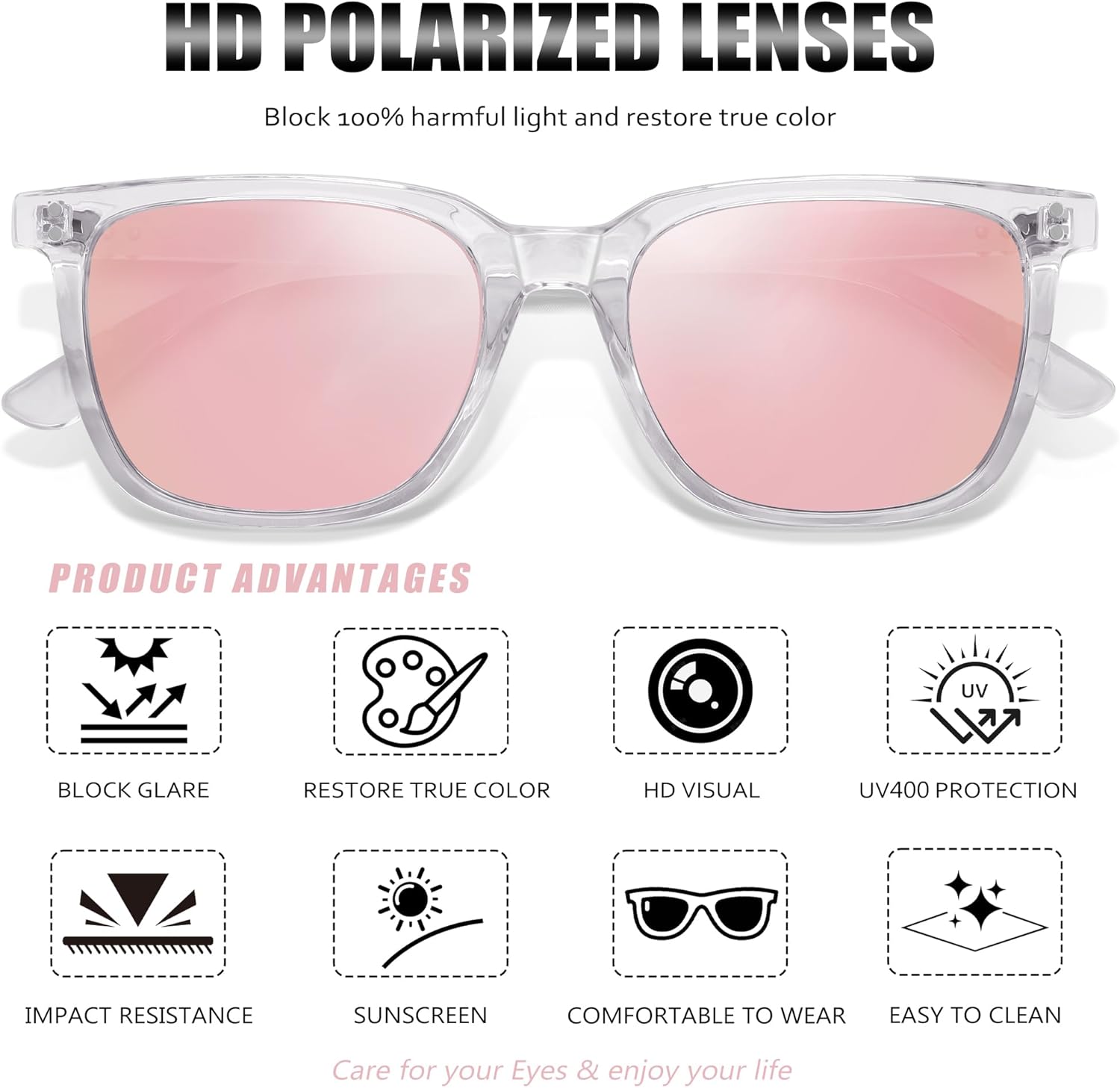 YDAOWKN Womens Polarized Sunglasses for Women Trendy Designer Mirrored UV400 Protection Sun Glasses - Image 2