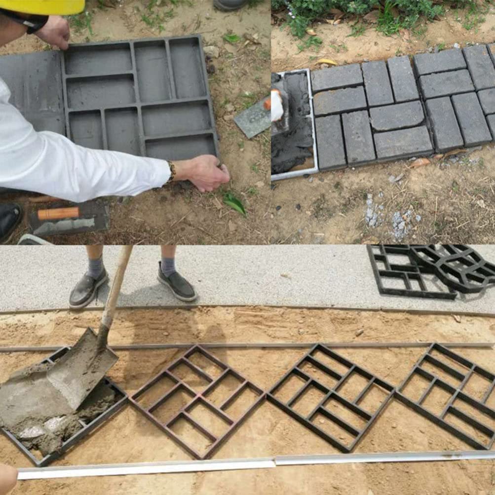 ERINGOGO Concrete Molds and Forms, Square Walk Maker Reusable Cement Paving Moulds, DIY Stepping Stones Paver, Pavement Mold for Lawn, Garden Walkway, 8 Grids, 40x40cm