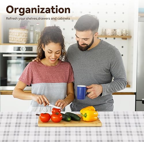 Miniatura 8 de Revestimiento de estante de cajón para armarios de cocina, papel antideslizante no adhesivo, fácil de limpiar, agarre fuerte, grueso, impermeable,