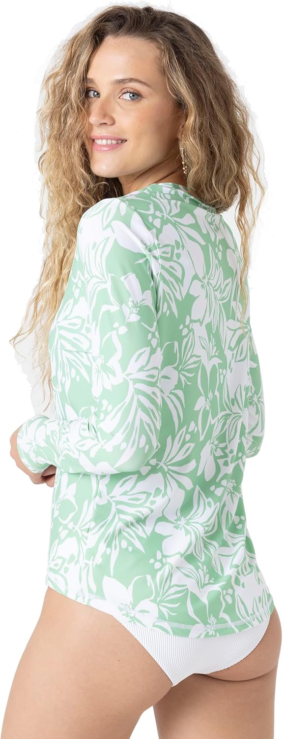 Roxy Women's Standard Long Sleeve Rashguard – UPF 50+ Sun Protection, Surf, Beach Volley, Yoga, Quick-Dry Swim Shirt