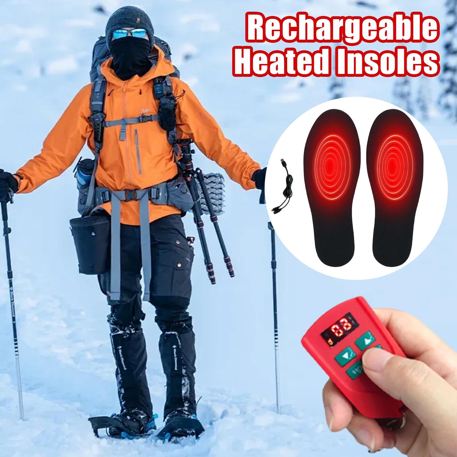 Plantillas Térmicas para Hombre Control Remoto, Transpirables, Lavables | Suelas Calefactadas Botas Invierno Almohadillas Térmicas Para Pies, Esquí, Moto, Senderismo, Actividades Invernales