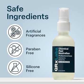 QRxLabs Chemical Peel Neutralizer Spray - Glycolic Acid Peel Neutralizer - pH Balancing Mist for Skin Care - Hydrating Toner for Facial Peels - 2 Fl Oz