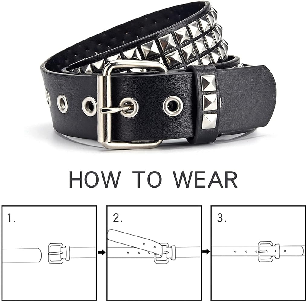 SNCEAW Studded Belt, Metal Punk Rock Rivet belt with Bright