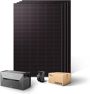Kleines Kraftwerk 2000W Balkonkraftwerk ohne Halterung (bifazial) inkl. Anker Solarbank 2 Pro | Solaranlage mit Speicher 800W komplett Steckdose | Balkon Kraftwerk Komplettset | 4x 500Wp Solarmodule