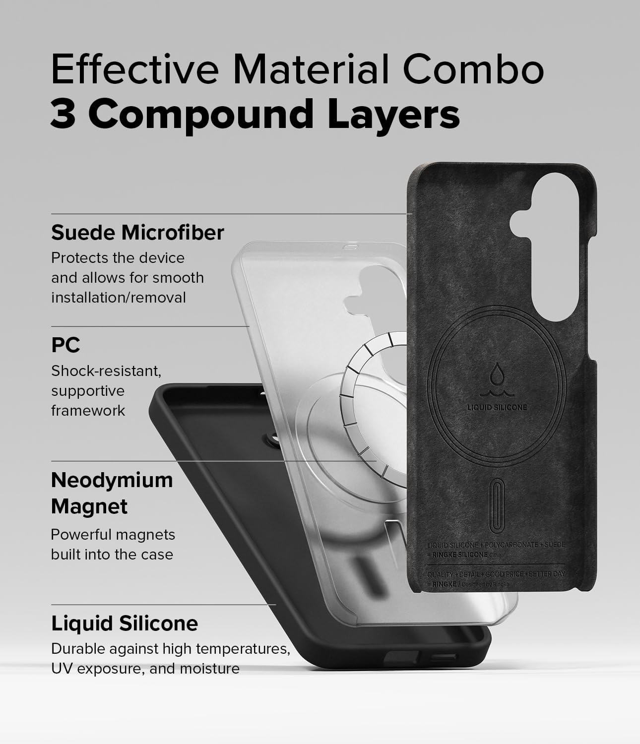 Ringke Silicone Magnetic [Compatible with MagSafe] Designed for Samsung Galaxy S25 Case, Feels Velvety Soft Lightweight Slim Cute Phone Cover - Black