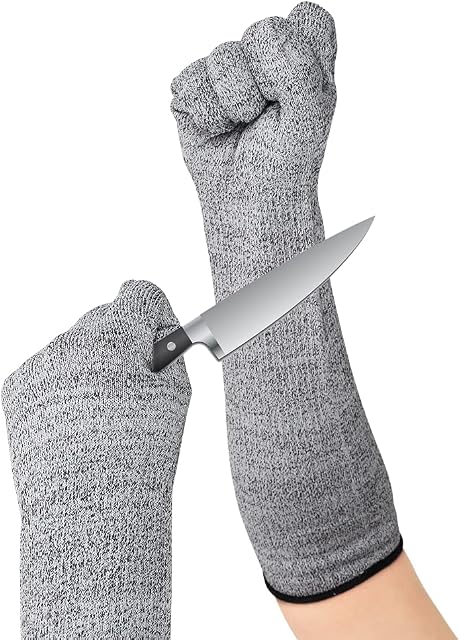 Cut Resistant Gloves Work Gloves, Protective Gloves with Sleeves HPPE Heat Resistant Anti Abrasion Man Safety Glove Man Cut Proof Gloves for Garden Farm Outdoor Work Protective Hands