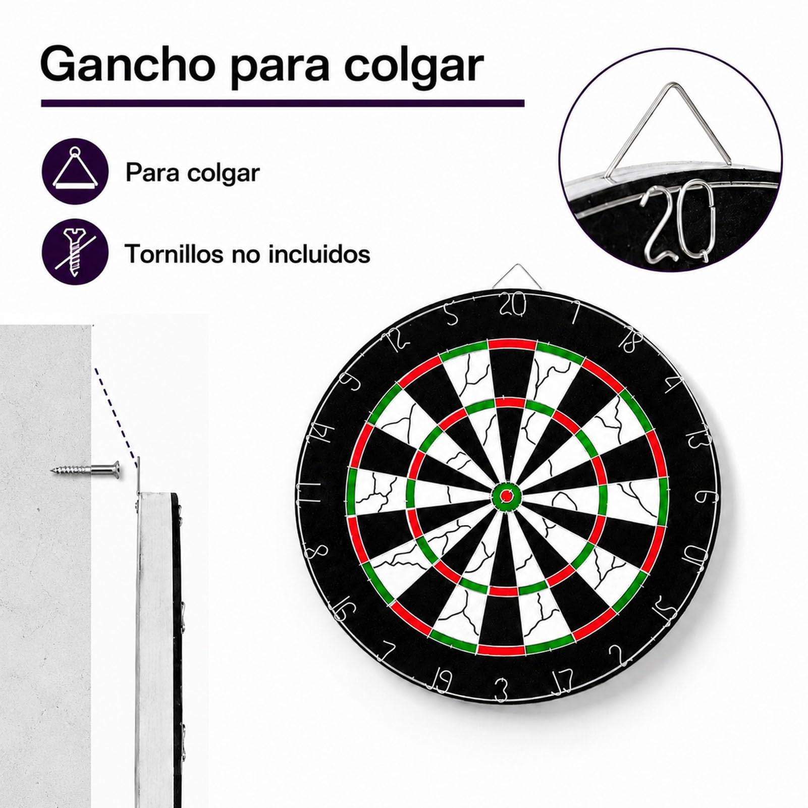 Diana Dardos Profesional Juego de Dardos para Adultos con Tabla Flocado de Doble Cara y 6 Puntas de Acero