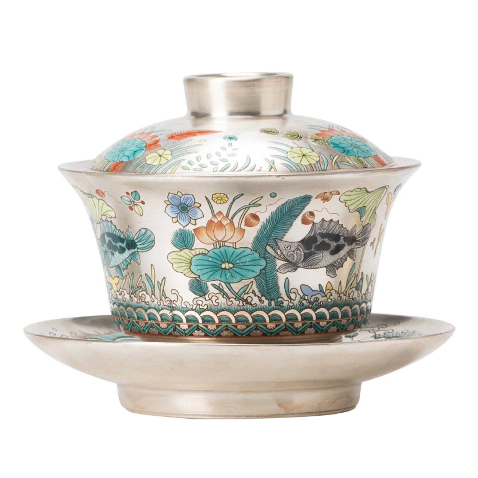 Ręcznie malowany ceramiczny zestaw do herbaty Kung Fu pokryty misą domowy zapobiegający prasowaniu jest luksusowy i odporny na działanie wysokich temperatur - tylko trzy miski + filiżanki * 2 talerze