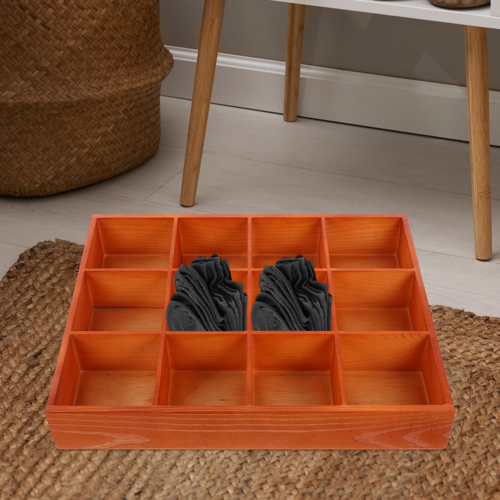 Hohopeti Schubladeneinteiler Modernes Design für Socken und Unterwäsche Holz mit 12 Fächern Kommode Organizer mit Multifunktionaler Nutzung für Schrank und Schublade