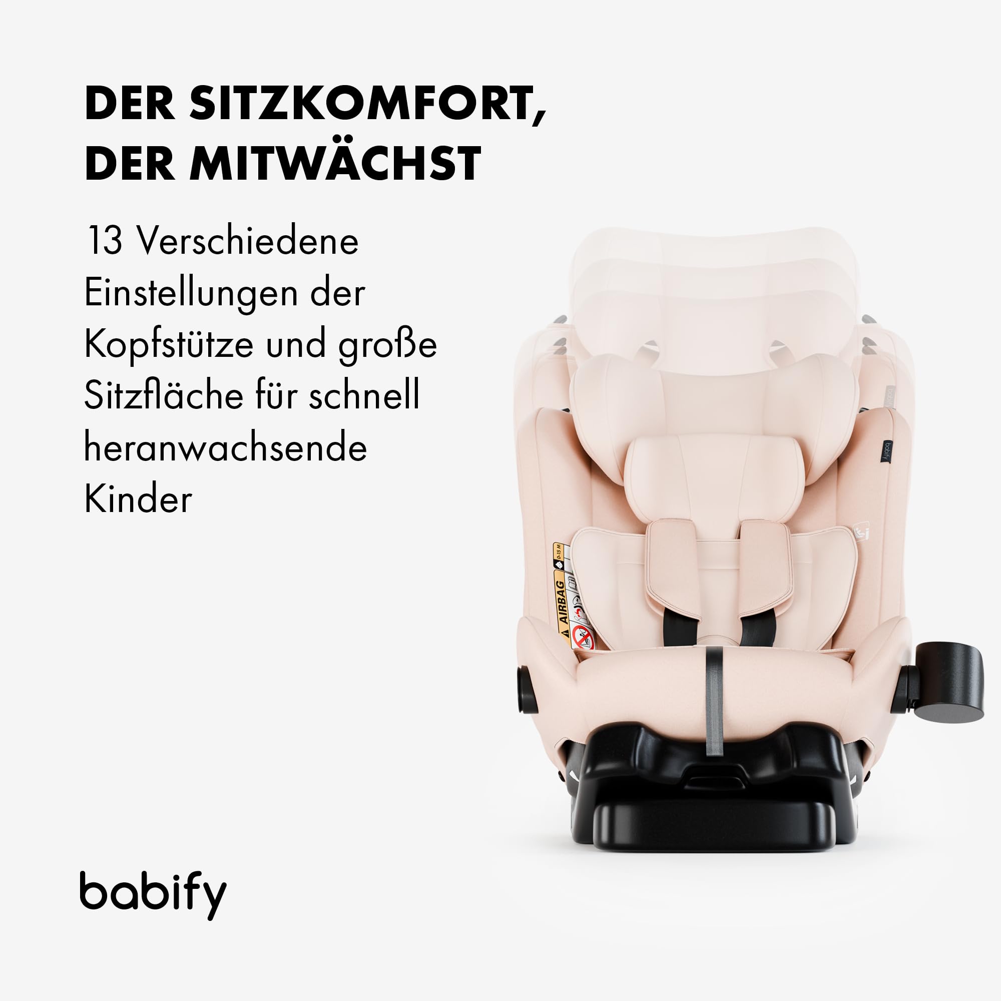 Babify Kindersitz, Autositz für Kinder von 40-150 cm, Mitwachsender Auto Kindersitz, Bequemer Auto Sitz für Kinder, Langlebiger & Verstellbarer 3-in-1 Kinderautositz, Sicherer Auto-Kindersitz