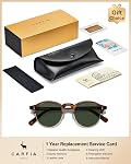CARFIA Lunettes de soleil retro rondes polarisés pour hommes, cadres semi-immortelle en acétate UV 400 Protection
