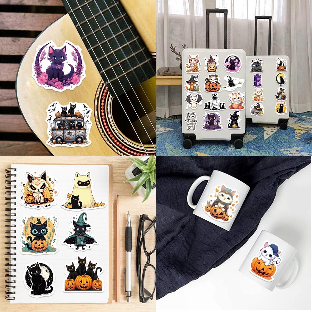 50PCS Halloween Black Cat Stickers （Black cat） image 3