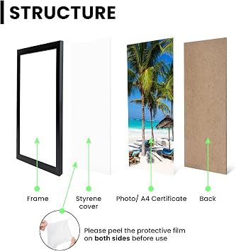 A4 Certificate Frame Black - A4 Picture Frame Wall or Desk Display Documents Diplomas Prints - Wall Mounted Standing Frame Portrait Landscape