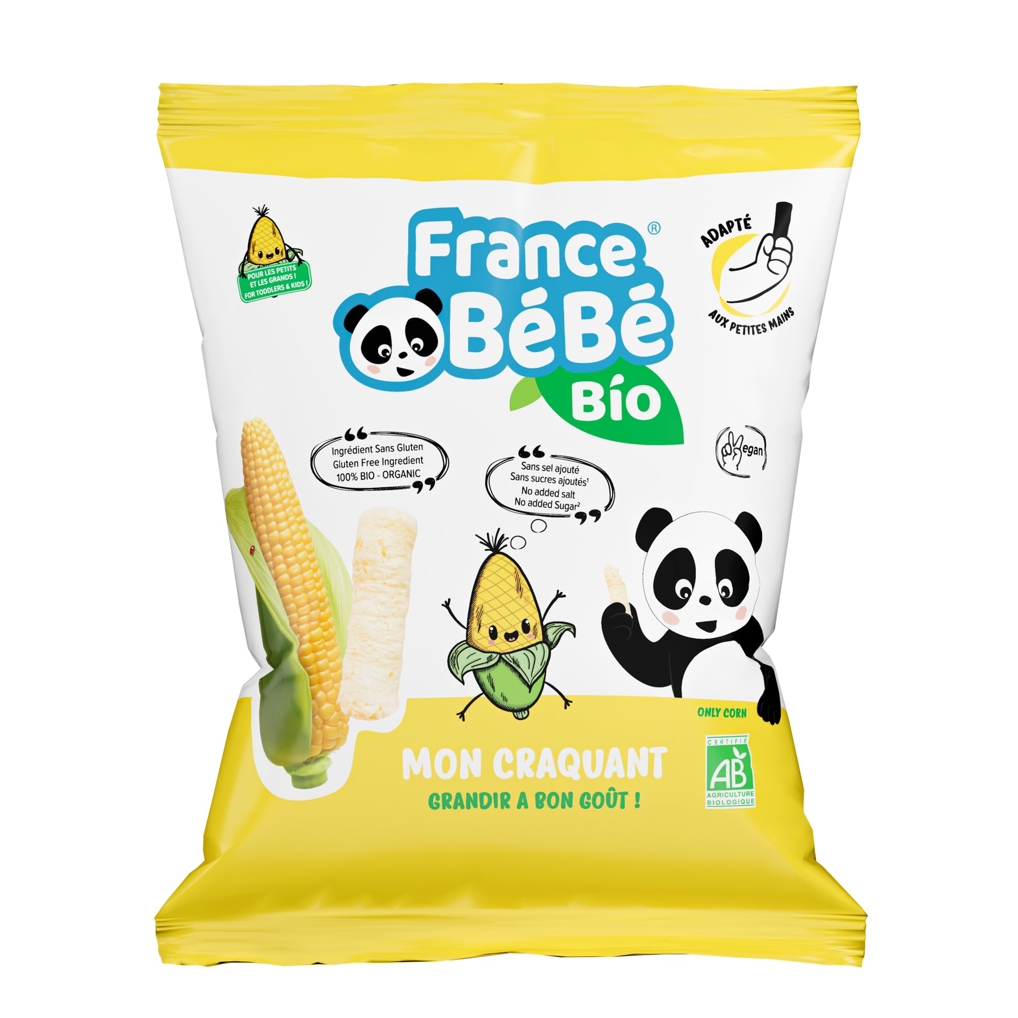 FRANCE BéBé BIO - Pack Biscuits de maïs soufflé BIO - Nature Tomate Carotte Cacahuète - Lot 18 sachets de 20g