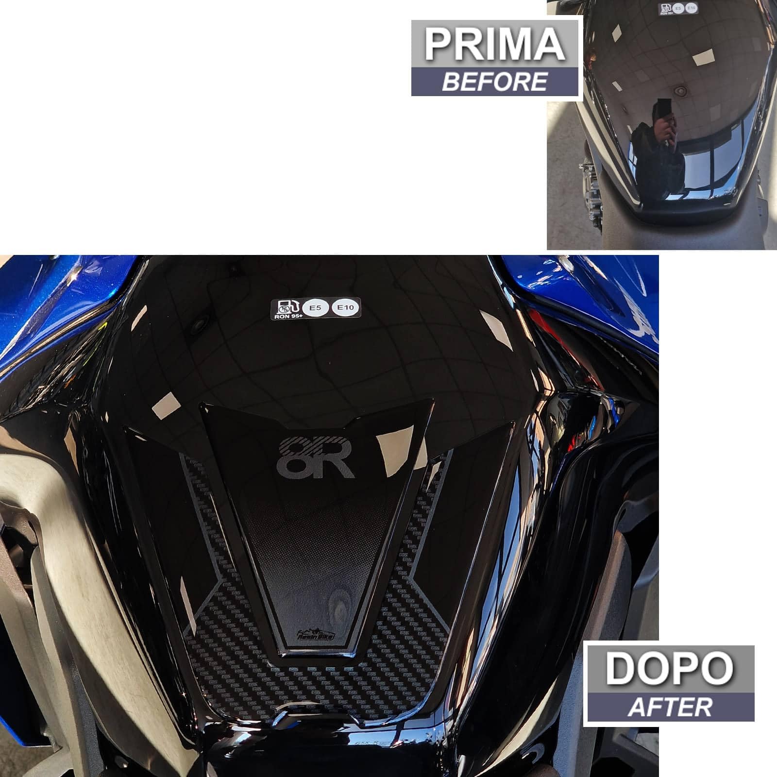 Resin Bike Autocollant Moto Compatibles avec Suzuki GSX 8R 2024-2026 Carboon Look. Protection Grip de Réservoir Moto Contre Les Chocs et Les Éraflures. Autocollant 3D Résinés Made in Italy