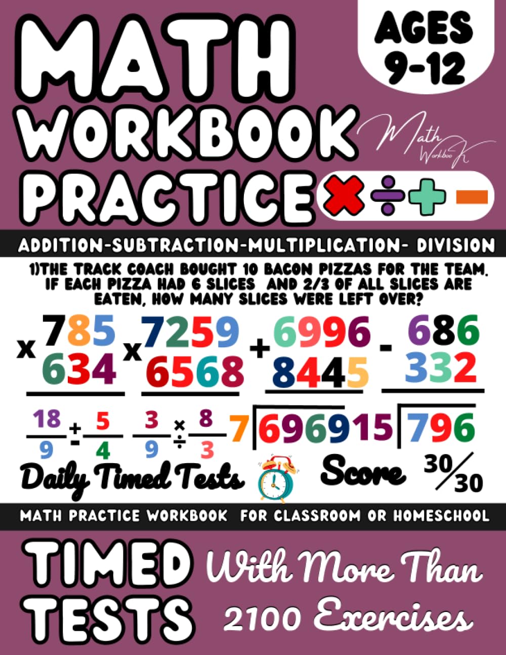 KS2-KS3 Maths Workbook Year 5/ Year 6/ Year 7, Maths Book for 9-12 Year Old, Addition, Subtraction, Multiplication, Division, Fractions, Word Problems