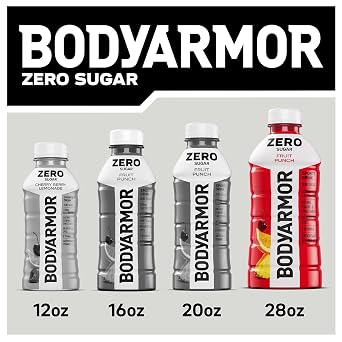 BODYARMOR ZERO Sugar Fruit Punch Electrolyte Drink, Natural Flavors, 28 Fl Oz Bottles (15 Pack), B Vitamins & Antioxidants Sugar Free Hydration