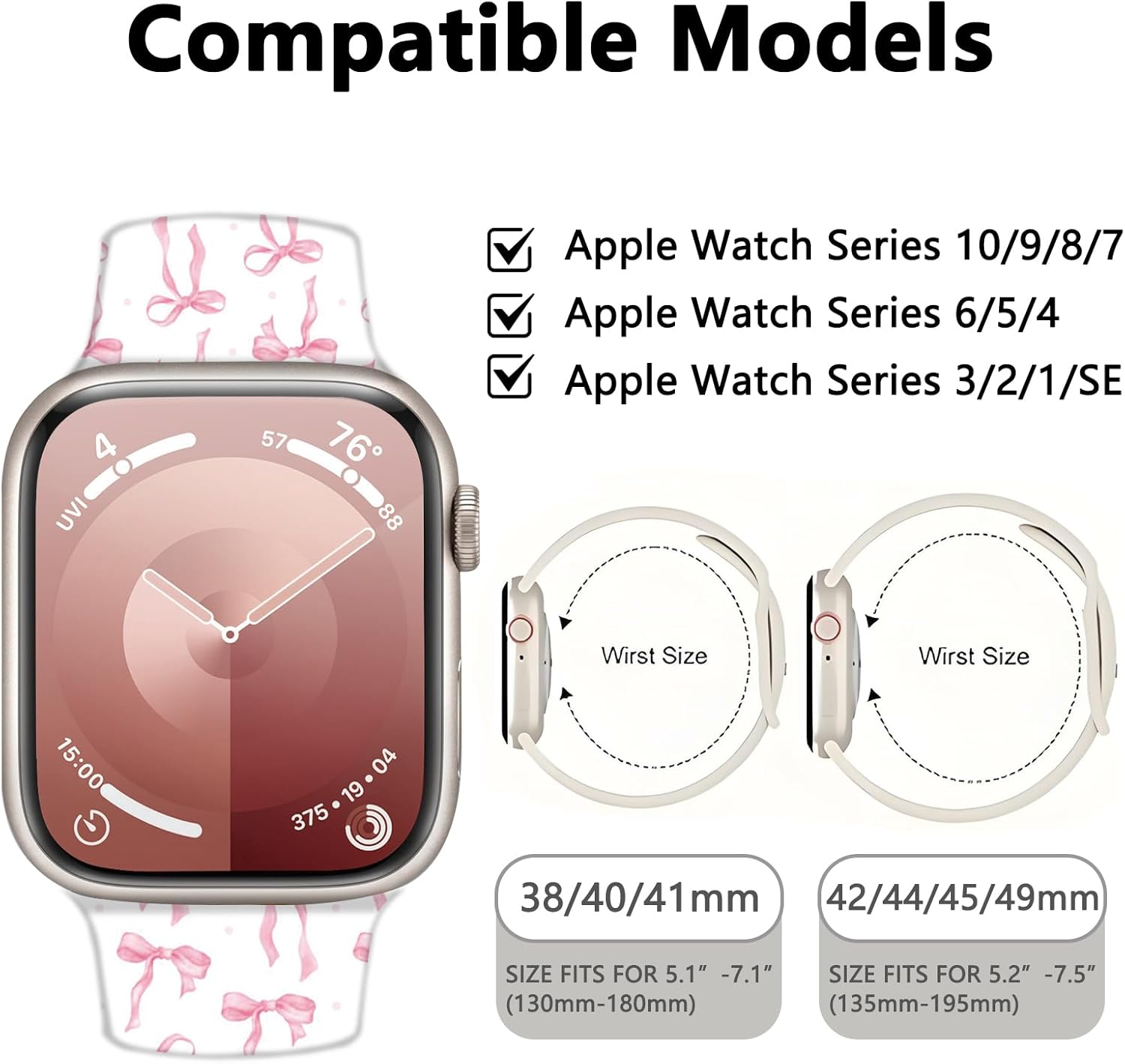 Sport Silicone Band Compatible with Apple Watch Bands 41mm 40mm 38mm Women Men,Soft Wristband Waterproof Replacement Sport Strap for iWatch Bands Series 10 9 8 7 6 5 4 3 2 1 SE Ultra - Image 4