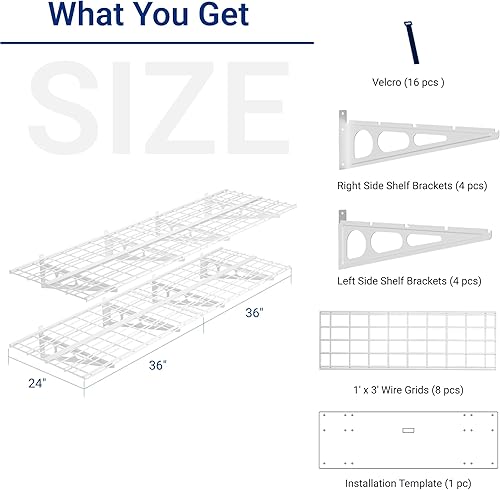 Vista 39 de FLEXIMOUNTS Estantería de pared de garaje, 1 x 4 pies, incluye 6 ganchos para bicicleta, sistema de organización de garaje con ganchos para Negro
