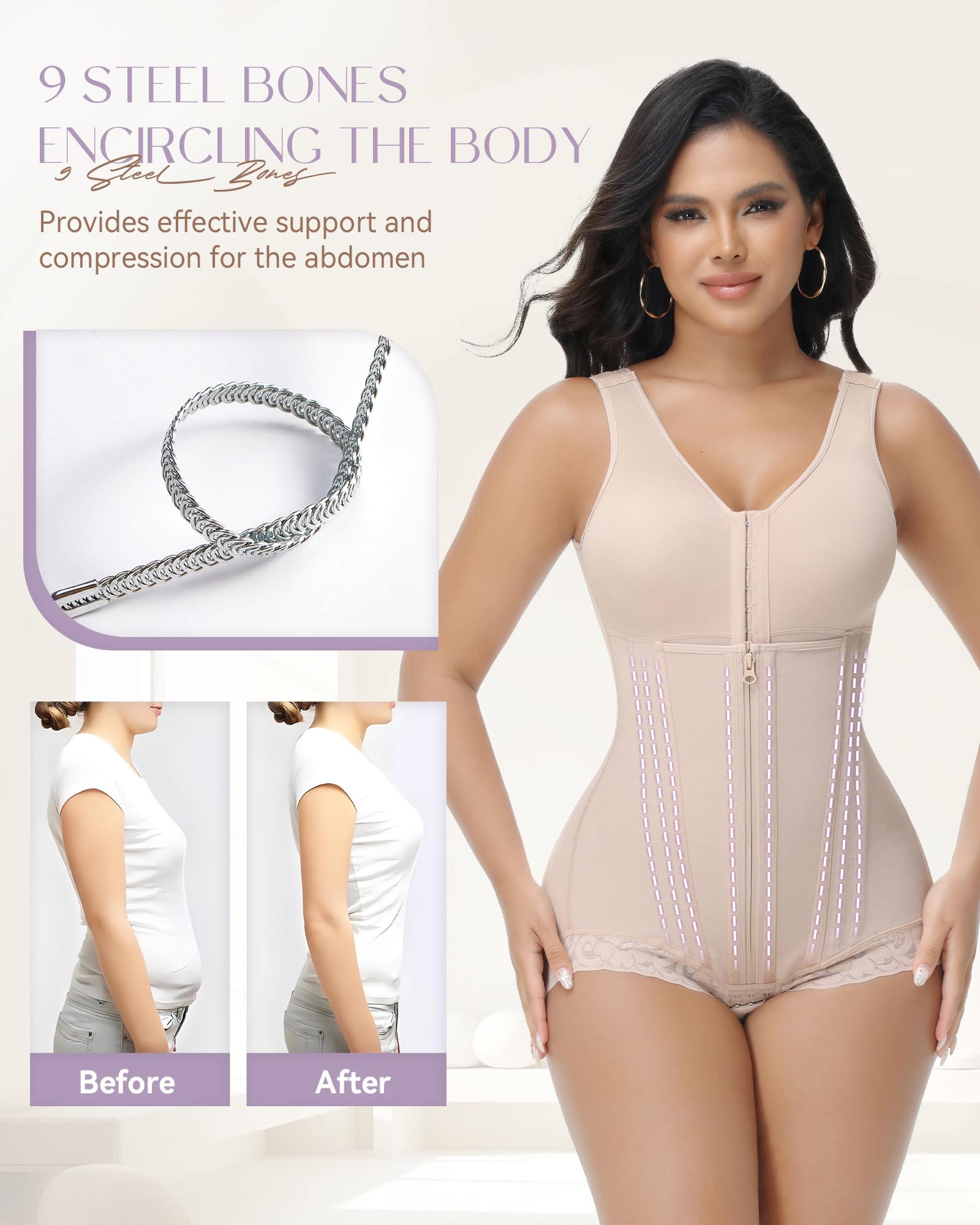SHAPSHE Fajas Colombianas Moldeadoras postoperatorias etapa 1/2/3 de alta compresión Prenda moldeadora de cuerpo completo para mujer
