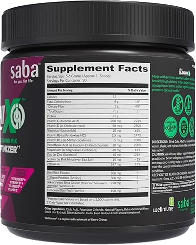 Miniatura 2 de Saba SlimGenix IQ  Mezcla de bebida optimizadora 4 en 1  Sabor a limonada de bayas  Hidratación + apoyo inmunológico + circulación + belleza  30