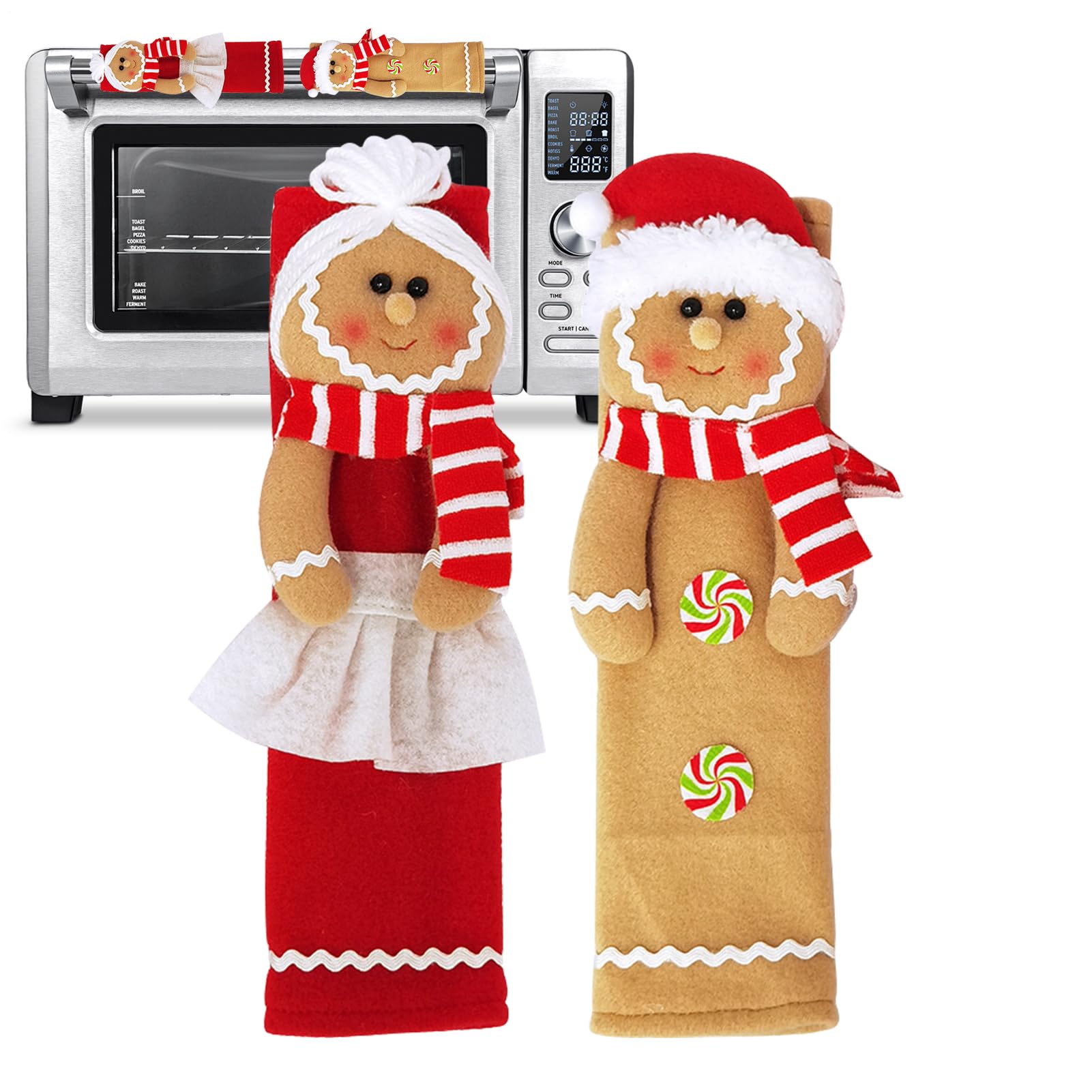 Christmas Refrigerator Handle Covers,Reusable Christmas Door Handle Covers - Cute Lively Decorations Gloves for Dishwashers Microwaves Kitchen Home Indoor