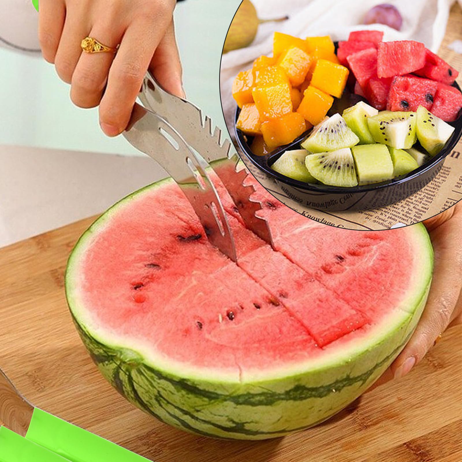 Trancheuse à Pastèque En Acier Inoxydable Coupe-légumes Fruits Melon Cocher Cuisine Gad~p129579868