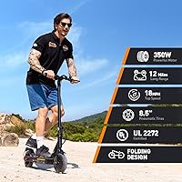 Vista 10 de Patinete eléctrico para adultos y niños grandes, alcance de 23/21 millas, velocidad máxima de 22/18 MPH, potente motor de 650/500/350 W, neumáticos