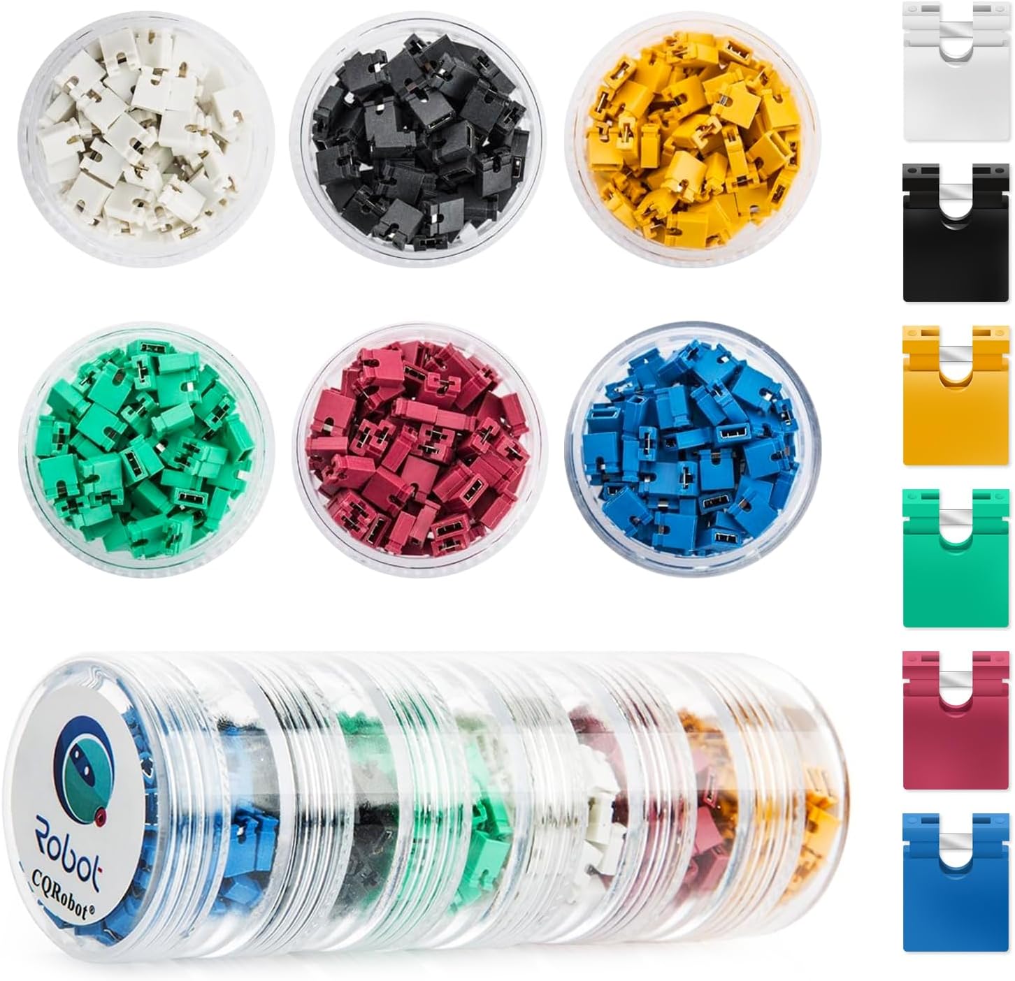 600 pieces Standard Computer Jumper Caps Header Pin Shunt Short Circuit 2P Connector Open Top 2.54mm. Suitable for Arduino Raspberry Pi PCB PC DVD HDD Motherboard Shorting and Other Items.