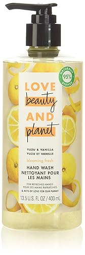 Love Beauty and Planet Lavar a mano para el cuidado de la piel de las manos, cítricos yuzu y vainilla, sin parabenos ni sulfatos, 13.5 fl oz