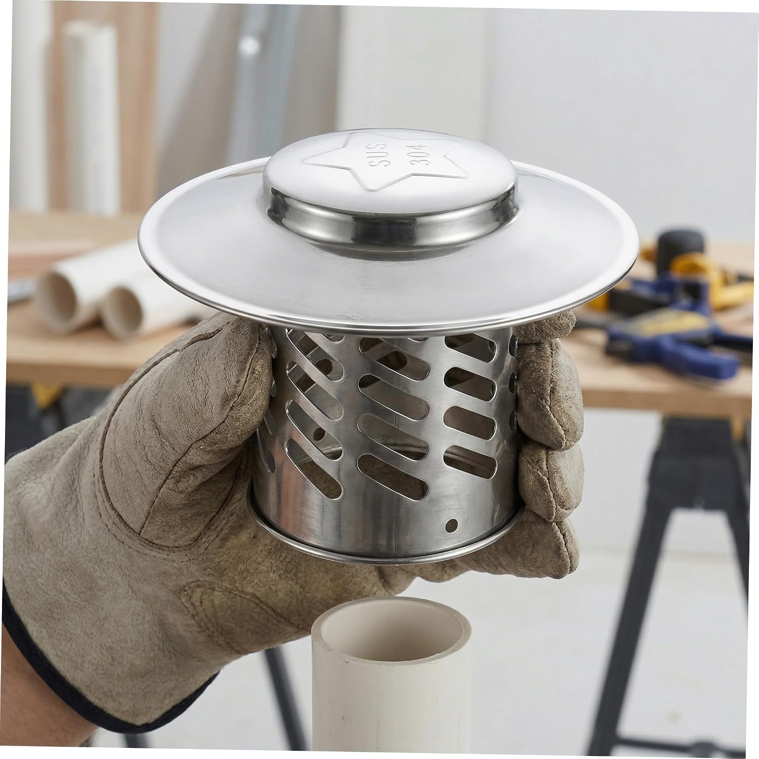 Luxshiny 2pcs Stainless Steel Fireplace Chimney Cover, 15x10.5cm Vent Cap