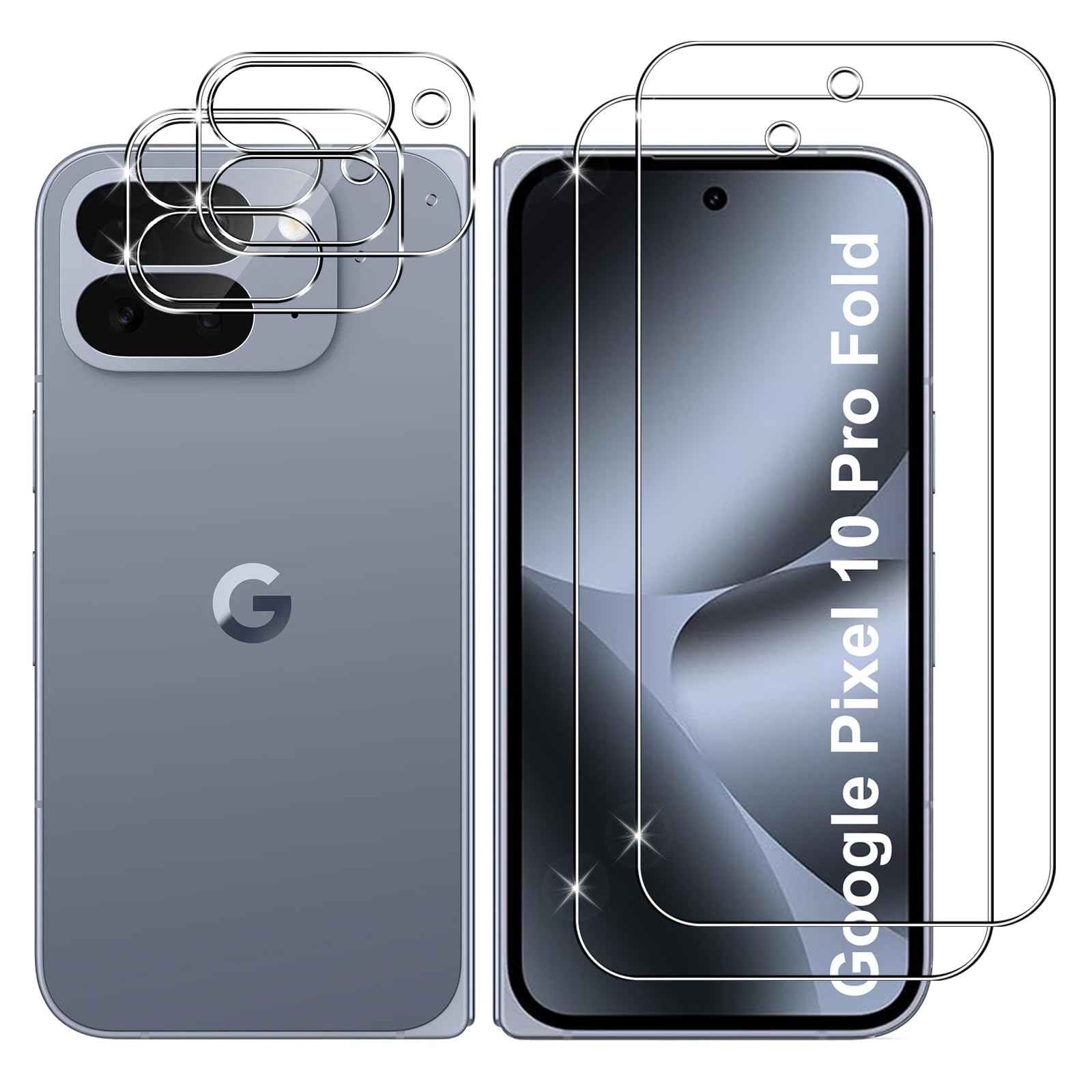 Lutree für Google Pixel 10 Pro Fold für Panzerglas Schutzfolie, 2+2 Stück Schutzglas + Kameraschutz Folie, 9H Härte Bläschenfrei Anti- Kratzer Displayfolie HD Displayschutz