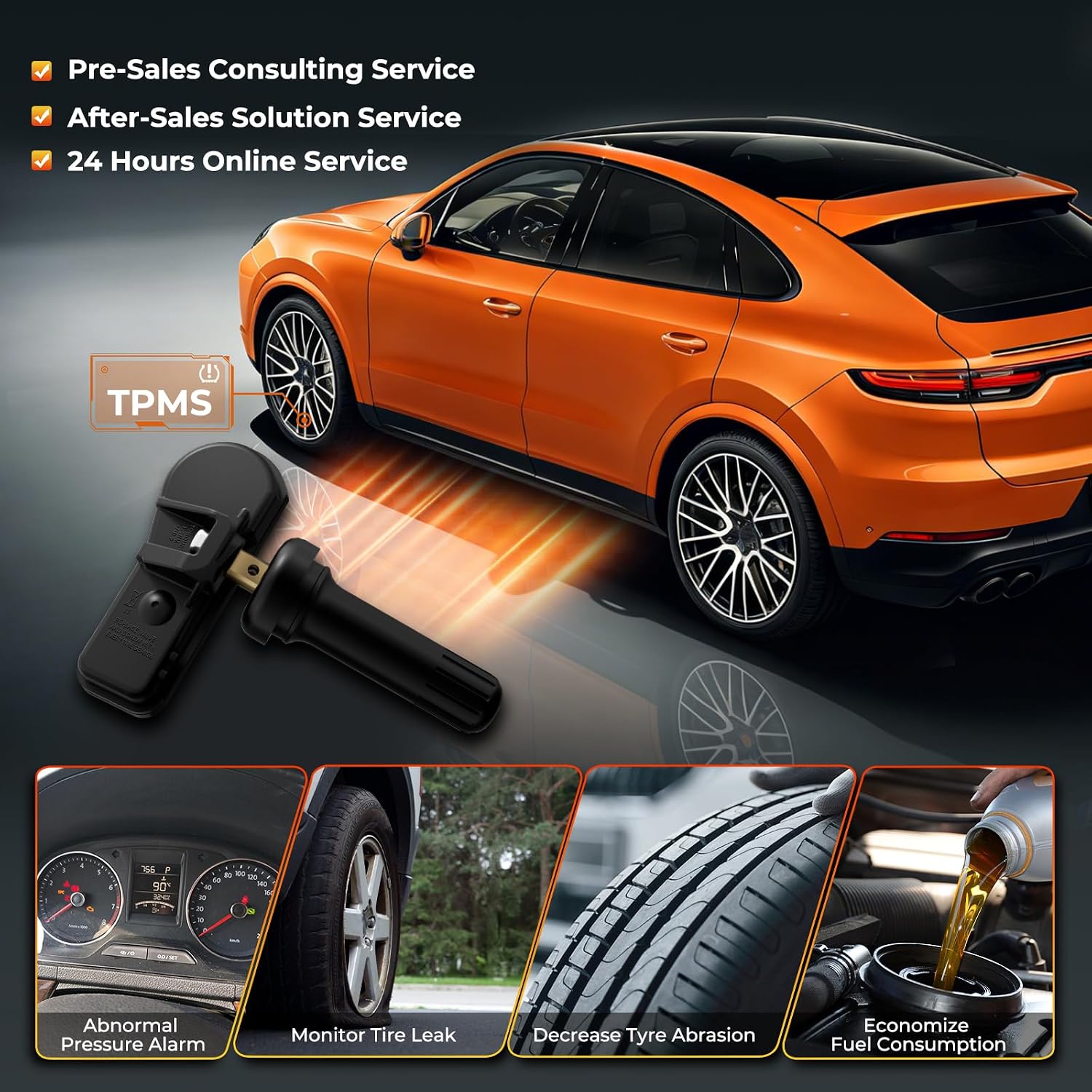 Jsueng TPMS Sensor Tire Pressure Monitoring Sensor Compatible with Subaru, for Crosstrek Ascent Forester Outback Impreza Legacy, Replace 28103FL000 28103FL00A, 4-Pack, 433MHz