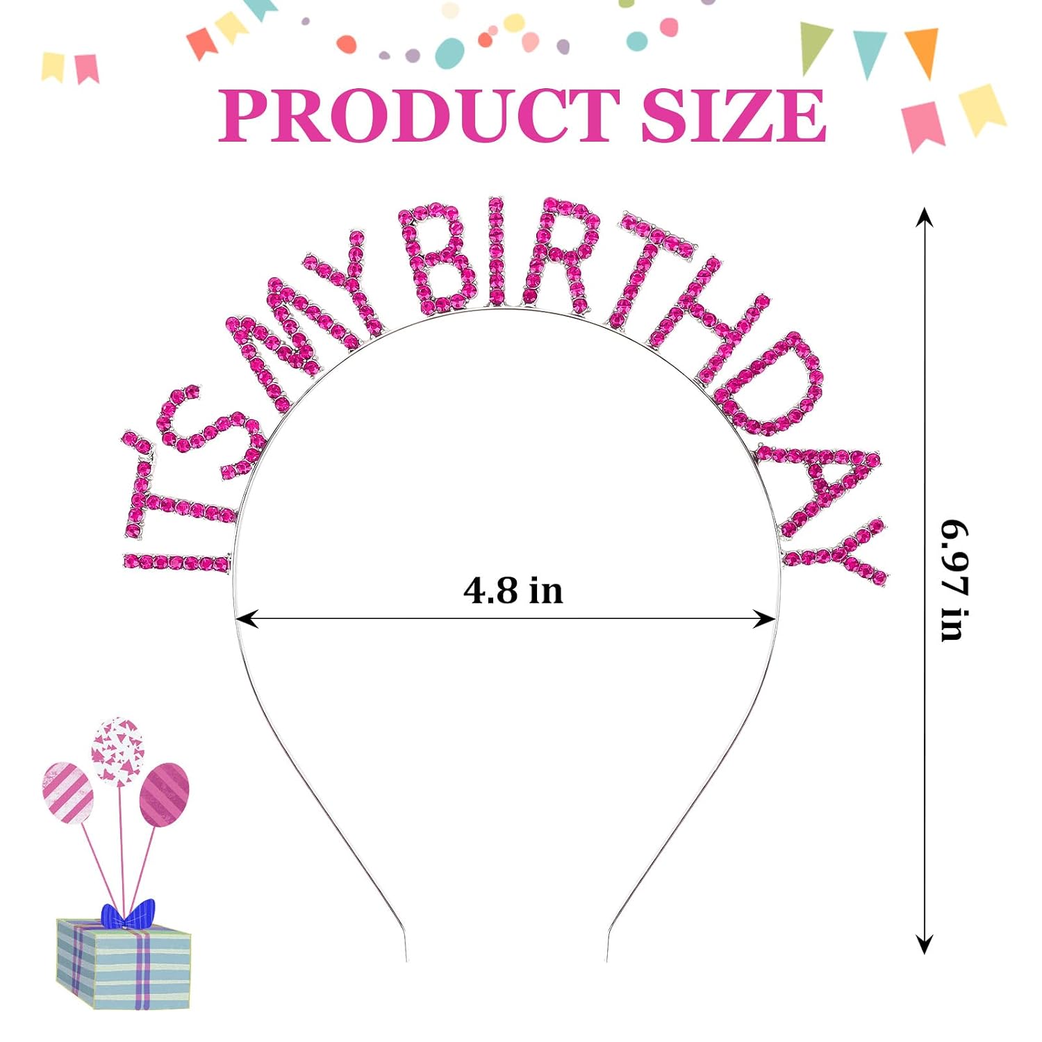 Costume Headwear Hot Pink Birthday Crown for Girls and Women, It's My Birthday Headband, Happy Birthday Decorations Gifts for Women