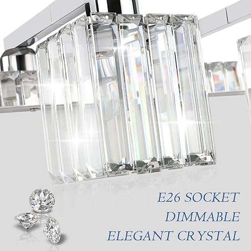 Miniatura 7 de Aipsun Lámparas de tocador de baño, 6 luces, cromadas, para baño, accesorios de iluminación de tocador de cristal (excluye bombilla)