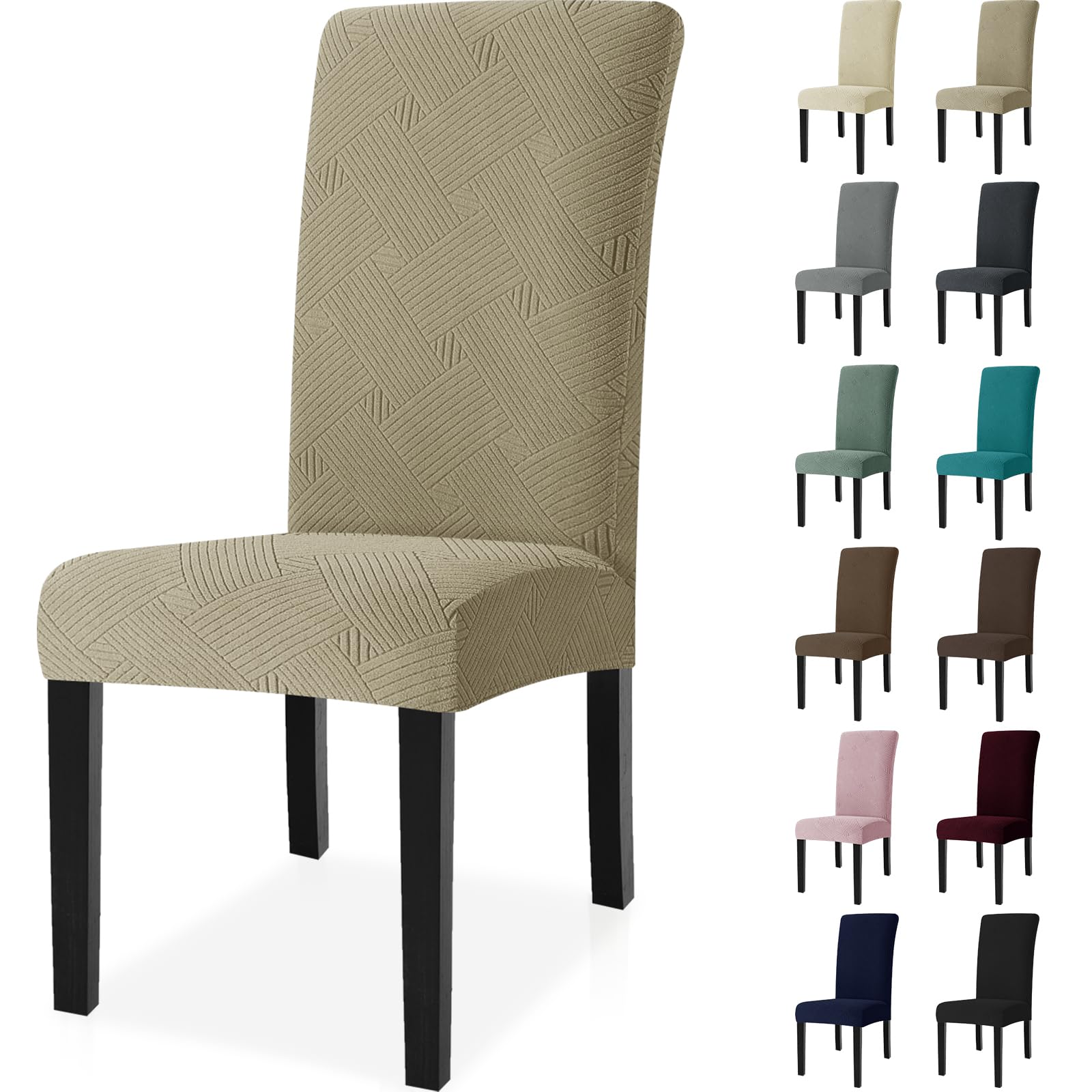 Ystyle Fundas Sillas De Comedor Pack 6, Fundas para Sillas Ajustables, Funda para Sillas Elástica, Cubre Funda Protectora Sillas Lavables para Banquetes Hogar Restaurante Hotel, Caqui