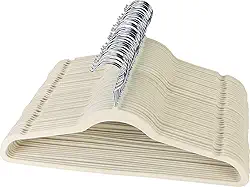 Kit 50 Cabides De Veludo Ultra Fino Antideslizante - Cores: Preto/Bege/Cinza