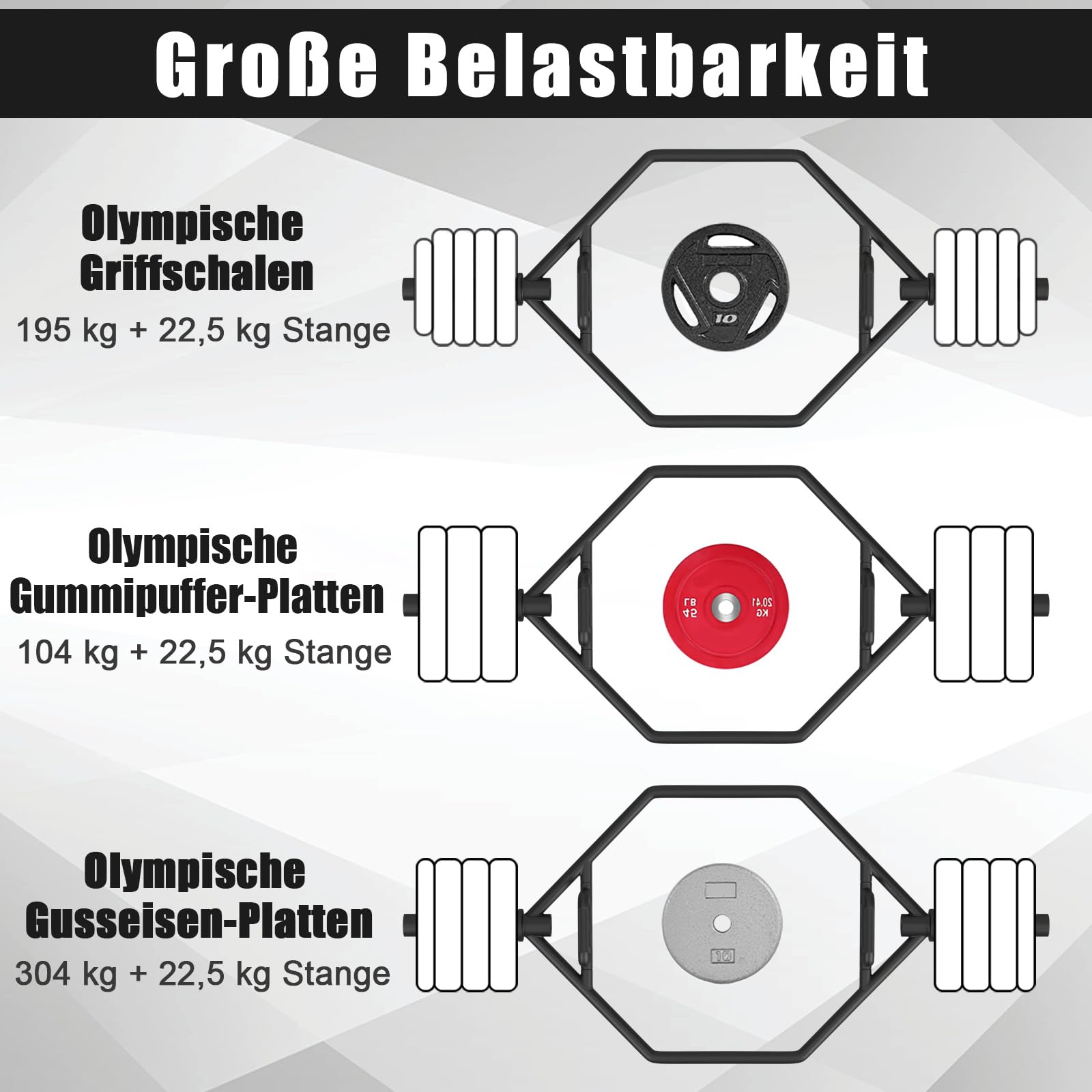 COSTWAY Trap Bar, 142 cm Hantelstange mit 2 Federverschlüsse & klappbarem Griff, Hex Bar 25/50mm Aufnahme, Olympic Bar für Kniebeugen Kreuzheben