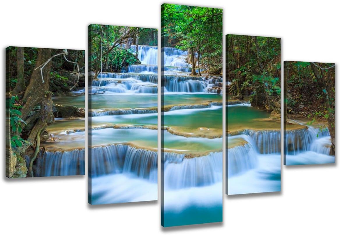 Visario 6308 Canvas Painting with Image of Natural Waterfall 5 Pieces Original Brand, 200 x 100 cm