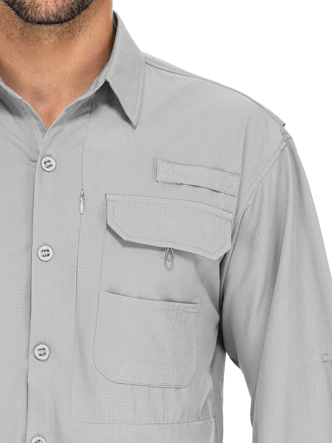 Men's Sun Protection Fishing Shirts Long Sleeve Travel UPF 50+ UV Quick Dry Cooling Safari Camping Hiking Button Down Shirts - Image 2